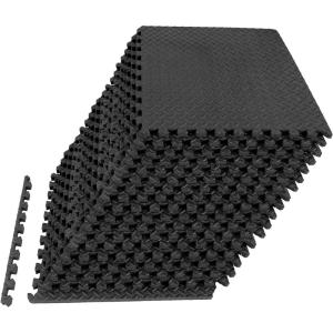 imageFitvids Puzzle Exercise Gym Flooring Mat Thick EVA Interlocking Foam Tiles Workout Mat for Home Gym Fitness Equipment MMA Gymnastics Multiple Colors and SizesBlack
