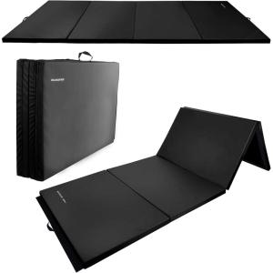 imageFolding Exercise Gymnastics Mat 4x8x2quot Gym Workout Mat with Carrying Handles HighDensity AntiTear Portable Fitness Aerobics Mats for Home Gym Yoga Pilates Tumbling MMA Core Training Multiple ColorsMidnight
