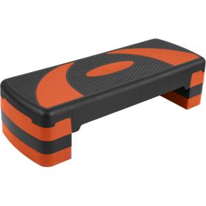 imageStep Aerobic Platform 31quot Exercise Step with 3 levels Adjustable Height 4 Stackable Risers Fitness Training Workout Stepper for Home Gym Cardio Strength Black ampamp Orange