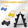 imageColored Neoprene Dumbbell Set with Rack Multiple Weight Options 20LBS 32LBS 50LBS and 56LBS Sets50LB Set 5812LB Pair