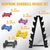 imageColored Neoprene Dumbbell Set with Rack Multiple Weight Options 20LBS 32LBS 50LBS and 56LBS Sets56LB Set 235810LB Pairs