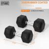imageHex Dumbbells Rubber Coated Hand Weights Pairs for Exercises and Fitness 30 LB Pair