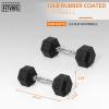 imageHex Dumbbells Rubber Coated Hand Weights for Exercises and Fitness Home Gym Pair10LB Pair