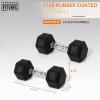 imageHex Dumbbells Rubber Coated Hand Weights for Exercises and Fitness Home Gym Pair15LB Pair