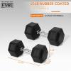 imageHex Dumbbells Rubber Coated Hand Weights for Exercises and Fitness Home Gym Pair25LB Pair