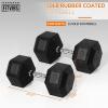 imageHex Dumbbells Rubber Coated Hand Weights for Exercises and Fitness Home Gym Pair50LB Pair