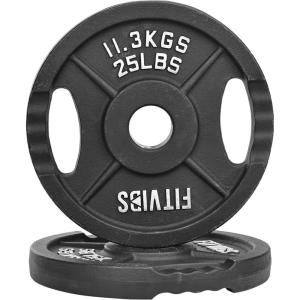 imageCast Iron 2Inch Olympic Plate Weight Plate for Strength Training and Weightlifting Multiple Sizes25LB Pair
