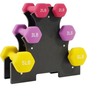 imageColored Neoprene Dumbbell Set with Rack Multiple Weight Options 20LBS 32LBS 50LBS and 56LBS Sets235LB Pairs