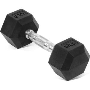 imageHex Dumbbells Rubber Coated Hand Weights for Exercises and Fitness Single10LB Single