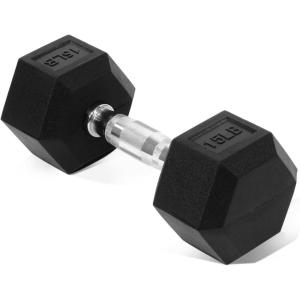 imageHex Dumbbells Rubber Coated Hand Weights for Exercises and Fitness Single15LB Single