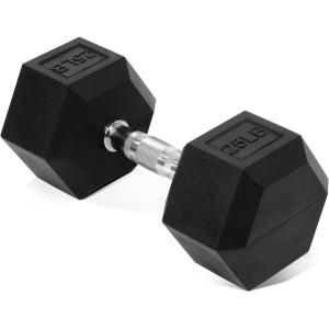 imageHex Dumbbells Rubber Coated Hand Weights for Exercises and Fitness Single25LB Single