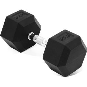 imageHex Dumbbells Rubber Coated Hand Weights for Exercises and Fitness Single30LB Single