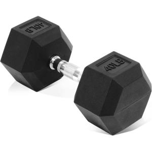imageHex Dumbbells Rubber Coated Hand Weights for Exercises and Fitness Single40LB Single