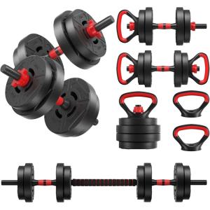 imageMultiFunctional Portable Changeable Dumbbell and Barbell Kettlebell Set with Adjustable Weights 40LBS or 60LBS Sets Multiple Styles4in1  40LB
