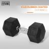 imageHex Dumbbells Rubber Coated Hand Weights for Exercises and Fitness Home Gym Single45LB Single