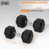imageHex Rubber Coated Dumbbells Hand Weights Pairs for Exercises and Fitness and Home Gym Pairs40LBS Pair