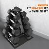 imageRubber Coated Hex Dumbbell Weight Sets and Storage Rack 100LBS Set or 150LBS Set 520 lbs Pairs or 525 lbs PairsBlack