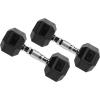 imageRubber Coated Hex Dumbbell Weight Sets and Storage Rack 100LBS Set or 150LBS Set 520 lbs Pairs or 525 lbs PairsBlack