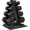 imageRubber Coated Hex Dumbbell Weight Sets and Storage Rack 100LBS Set or 150LBS Set 520 lbs Pairs or 525 lbs PairsBlack