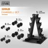 imageRubber Coated Hex Dumbbell Weight Sets and Storage Rack 100LBS Set or 150LBS Set 520 lbs Pairs or 525 lbs PairsBlack