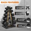 imageRubber Coated Hex Dumbbell Weight Sets and Storage Rack 100LBS Set or 150LBS Set 520 lbs Pairs or 525 lbs PairsBlack