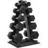 imageRubber Coated Hex Dumbbell Weight Sets and Storage Rack 100LBS Set or 150LBS Set 520 lbs Pairs or 525 lbs PairsBlack