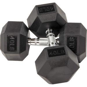 imageHex Dumbbells Rubber Coated Hand Weights for Exercises and Fitness Home Gym SinglePair  30LB