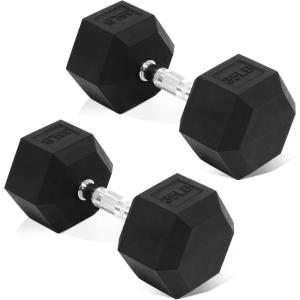 imageHex Rubber Coated Dumbbells Hand Weights Pairs for Exercises and Fitness and Home Gym Pairs35LBS Pair