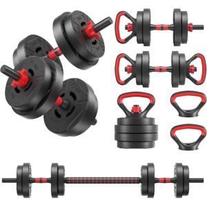 imageMultiFunctional Portable Changeable Dumbbell and Barbell Kettlebell Set with Adjustable Weights 40LBS or 60LBS Sets 2in1 or 4in1 Multiple Sizes40LBS  4 in 1