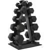 imageRubber Coated Hex Dumbbell Weight Sets and Storage Rack 100LB Set or 150LB Set 520 lbs Pairs or 525 lbs PairsDumbbell  ARack 150LB 525lbs Pairs