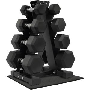 imageRubber Coated Hex Dumbbell Weight Sets and Storage Rack 100LB Set or 150LB Set 520 lbs Pairs or 525 lbs PairsDumbbell  ARack 100LB 520lbs Pairs