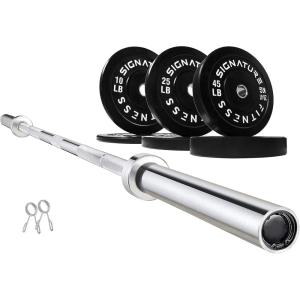 imageFitvids Olympic 2quot Bumper Plates Set Including 160LB Weight Plates Set ampamp 7FT Olympic Barbell Bar205 Pounds Total Multiple Packages