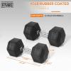 imageFitvids Rubber Encased Hex Dumbbell Hand Weights with AntiSlip Cast Iron Grip for Exercise ampamp Fitness Weights Dumbbells Set of 2 for Strength Training 550 LBS Pair45LB Pair