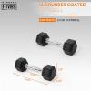 imageFitvids Rubber Encased Hex Dumbbell Hand Weights with AntiSlip Cast Iron Grip for Exercise ampamp Fitness Weights Dumbbells Set of 2 for Strength Training 550 LBS Pair5LBS Pair