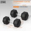 imageFitvids Rubber Encased Hex Dumbbell Hand Weights with AntiSlip Cast Iron Grip for Exercise ampamp Fitness Weights Dumbbells Set of 2 for Strength Training 550 LBS Pair35LB Pair