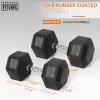 imageFitvids Rubber Encased Hex Dumbbell Hand Weights with AntiSlip Cast Iron Grip for Exercise ampamp Fitness Weights Dumbbells Set of 2 for Strength Training 550 LBS Pair50LBS Pair