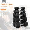 imageFitvids Rubber Encased Hex Dumbbell Set Contoured Handle for Muscle Toning Strength Building ampamp Full Body Workout 60LB 100LB 150LB and 550LB Set150LB Set 525LB Pair
