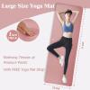imageFitvids Yoga Mat 1Inch Extra Thick HighDensity Exercise Mat with NonSlip Surface ampamp Carry Strap for Men ampamp Women TearResistant Pilates Workout Mat for Home Gym Floor FitnessPale Pinkish