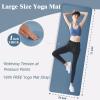 imageFitvids Yoga Mat 1Inch Extra Thick HighDensity Exercise Mat with NonSlip Surface ampamp Carry Strap for Men ampamp Women TearResistant Pilates Workout Mat for Home Gym Floor FitnessNavy Blue
