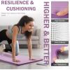 imageFitvids Yoga Mat 1Inch Extra Thick HighDensity Exercise Mat with NonSlip Surface ampamp Carry Strap for Men ampamp Women TearResistant Pilates Workout Mat for Home Gym Floor FitnessTaro Purple