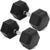 imageFitvids Rubber Encased Hex Dumbbell Hand Weights with AntiSlip Cast Iron Grip for Exercise ampamp Fitness Weights Dumbbells Set of 2 for Strength Training 550 LBS Pair50LBS Pair