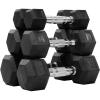 imageFitvids Rubber Encased Hex Dumbbell Set Contoured Handle for Muscle Toning Strength Building ampamp Full Body Workout 60LB 100LB 150LB and 550LB Set51015LB Pairs