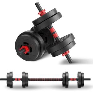 imageFitvids Adjustable Dumbbell Set 40lbs or 60lbs Free Weight Set with Connector 2 in 1 or 4 in 1 Dumbbell Set for Home Gym Exercise used as Dumbbells Barbell or Kettlebells Multiple Sizes40LBS Set  2in1