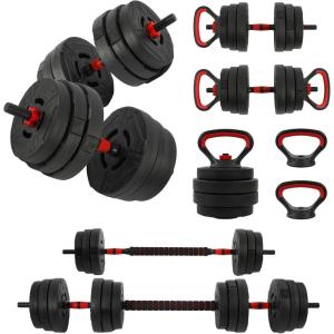 imageFitvids Adjustable Dumbbell Set 40lbs or 60lbs Free Weight Set with Connector 2 in 1 or 4 in 1 Dumbbell Set for Home Gym Exercise used as Dumbbells Barbell or Kettlebells Multiple Sizes60LBS Set  4in1
