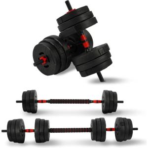 imageFitvids Adjustable Dumbbell Set 40lbs or 60lbs Free Weight Set with Connector 2 in 1 or 4 in 1 Dumbbell Set for Home Gym Exercise used as Dumbbells Barbell or Kettlebells Multiple Sizes40LBS Set  4in1