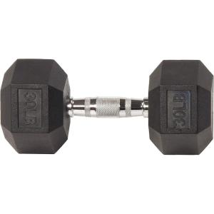 imageFitvids Rubber Encased Hex Dumbbell Hand Weights with AntiSlip Cast Iron Grip for Exercise ampamp Fitness Weights Dumbbells Set of 2 for Strength Training 550 LBS Pair30LB Single