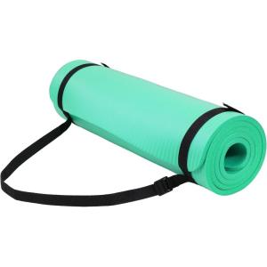 imageFitvids Yoga Mat 12Inch Extra Thick High Density Exercise Mat AntiTear Exercise Yoga Mat with Carrying Strap Suitable for Various Yoga ExercisesAqua