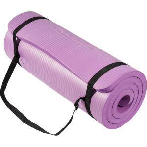 imageFitvids Yoga Mat 1Inch Extra Thick HighDensity Exercise Mat with NonSlip Surface ampamp Carry Strap for Men ampamp Women TearResistant Pilates Workout Mat for Home Gym Floor FitnessTaro Purple