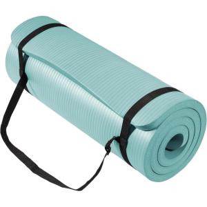 imageFitvids Yoga Mat 1Inch Extra Thick HighDensity Exercise Mat with NonSlip Surface ampamp Carry Strap for Men ampamp Women TearResistant Pilates Workout Mat for Home Gym Floor FitnessAqua