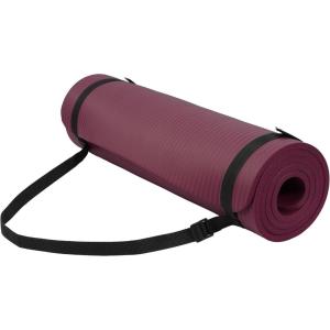 imageFitvids Yoga Mat 12Inch Extra Thick High Density Exercise Mat AntiTear Exercise Yoga Mat with Carrying Strap Suitable for Various Yoga ExercisesDeep Wine